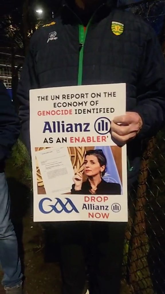 CPSC Cork Palestine Drop Allianz demo GAA